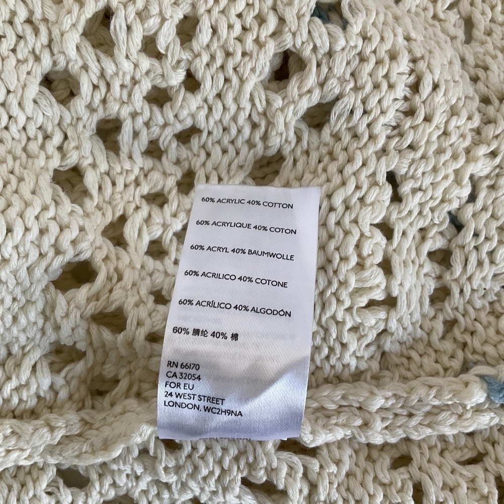 Free People Anthropologie Joelle Short Sleeve Crochet Cardigan White Oversize XS - Picture 5 of 7